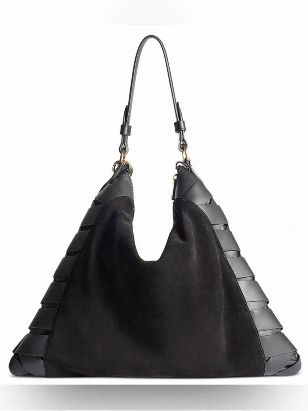Sam Edelman Black Suede & Leather Hobo with Braided Side Detail